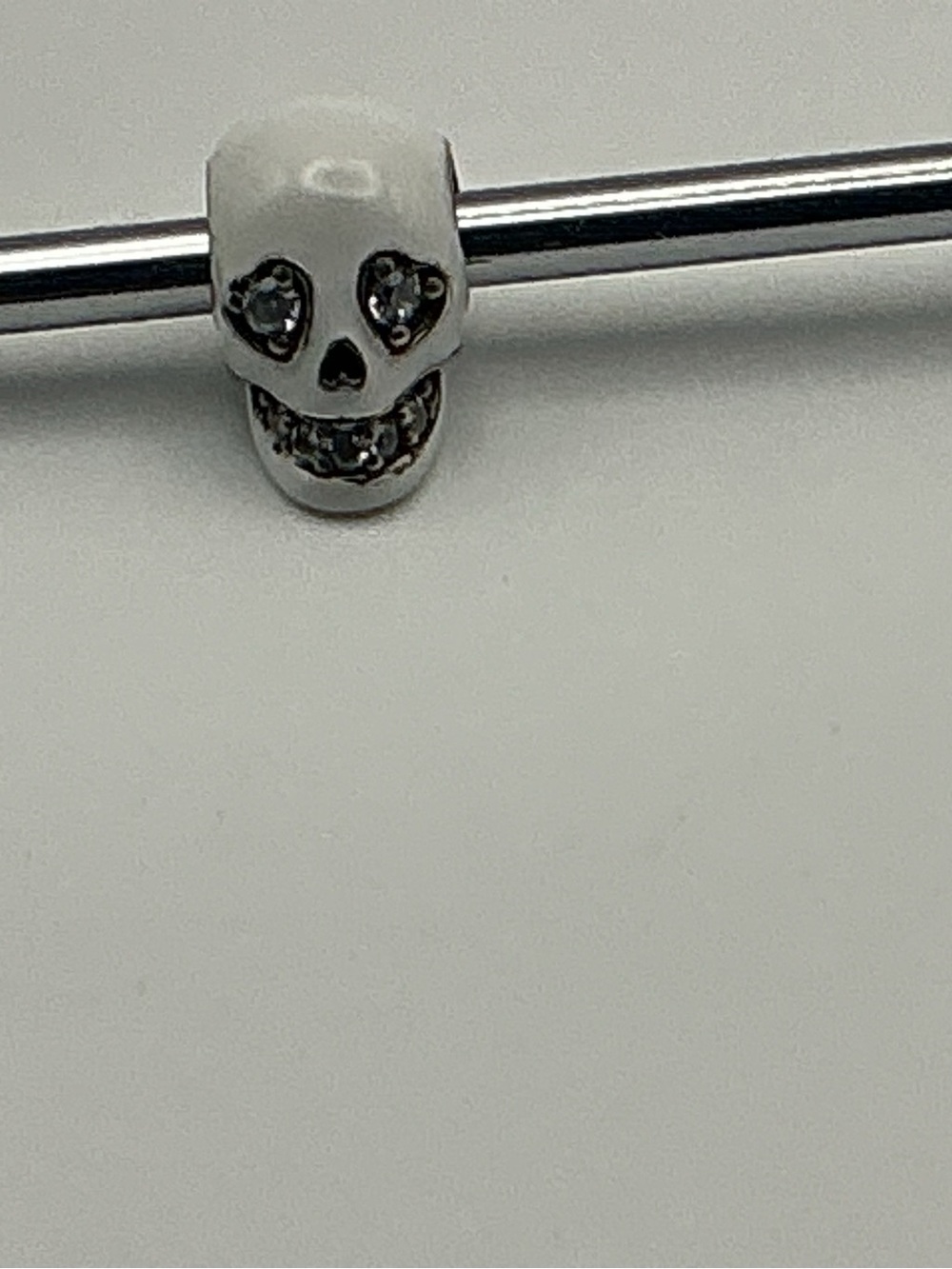 Pandora White Skull Charm with Silver Accents